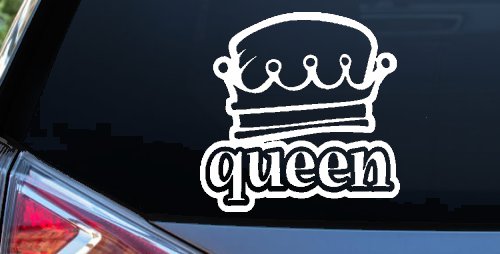 Queen with Crown Car Truck Window Vinyl Decal Sticker Royal Auto Decor (White)