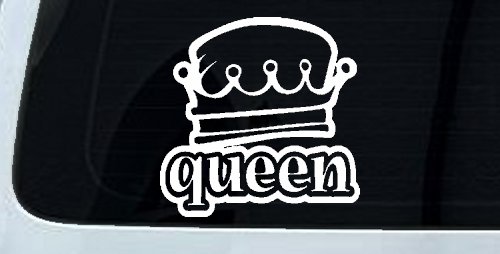 Queen with Crown Car or Truck Window Decal Sticker (White)