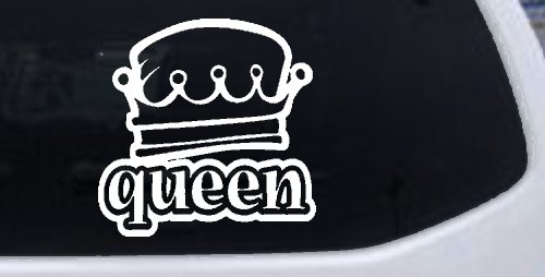 Queen with Crown Car Truck Window Vinyl Decal Sticker Royal Auto Decor (White)