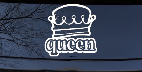 Queen with Crown Car or Truck Window Decal Sticker (White)