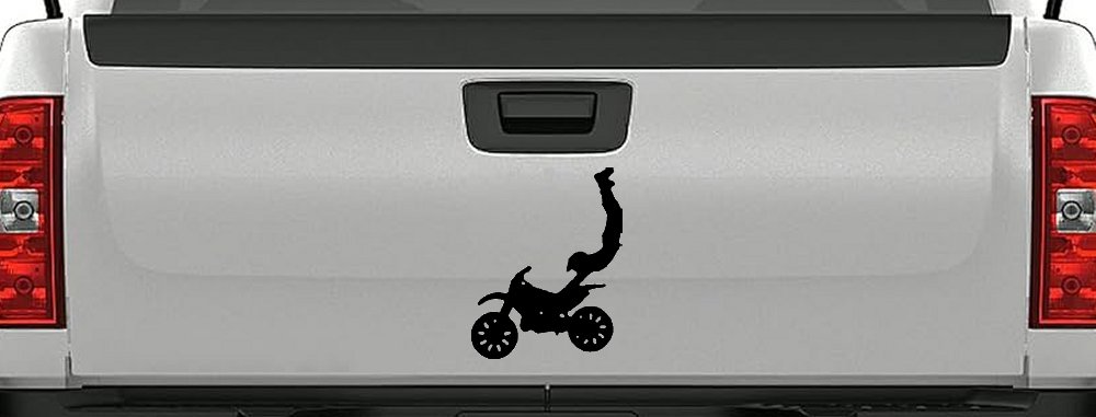 Dirtbike Motorcycle Trick Car or Truck Window Decal Sticker (Black)
