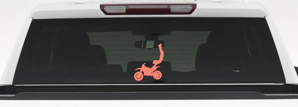 Dirtbike Motorcycle Trick Car or Truck Window Decal Sticker (Coral)