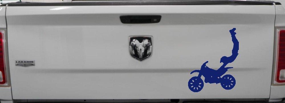 Dirtbike Motorcycle Trick Car or Truck Window Decal Sticker (Navy)