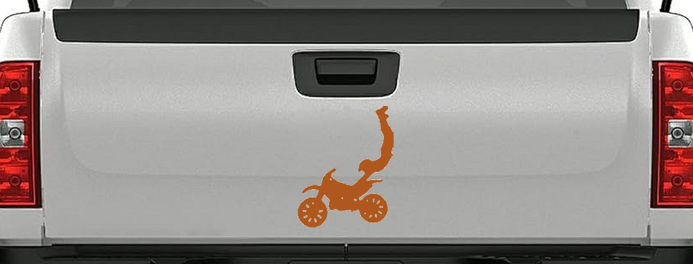 Dirtbike Motorcycle Trick Car or Truck Window Decal Sticker (Nut Brown)