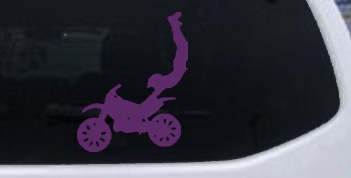 Dirtbike Motorcycle Trick Car or Truck Window Decal Sticker (Violet)