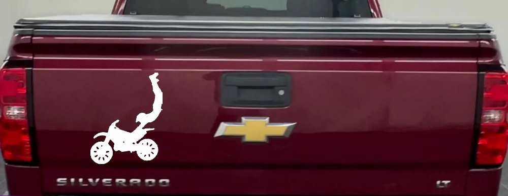 Dirtbike Motorcycle Trick Car or Truck Window Decal Sticker (White)