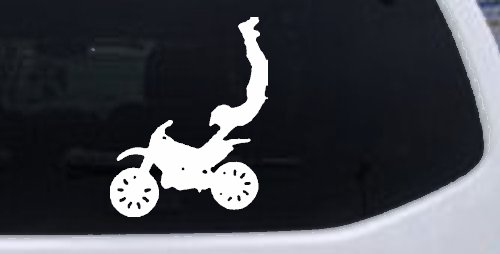 Dirtbike Motorcycle Trick Car or Truck Window Decal Sticker (White)