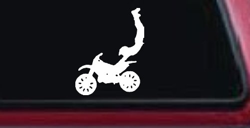 Dirtbike Motorcycle Trick Decal Sticker for Car Truck Window Vinyl (White)