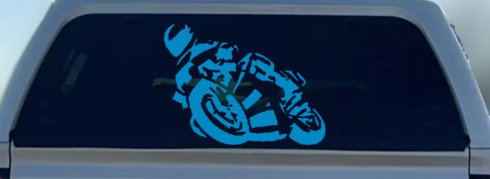 Street Bike Motorcycle Racing Car or Truck Window Decal Sticker (Blue)