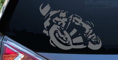Street Bike Motorcycle Racing Car or Truck Window Decal Sticker (Silver)