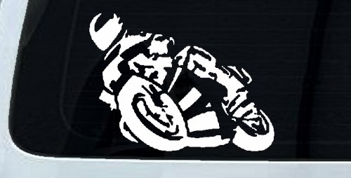 Street Bike Motorcycle Racing Decal for Car Truck or Window (White)