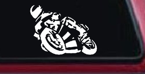Street Bike Motorcycle Racing Car or Truck Window Decal Sticker (White)