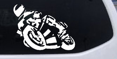 Street Bike Motorcycle Racing Car or Truck Window Decal Sticker (White)