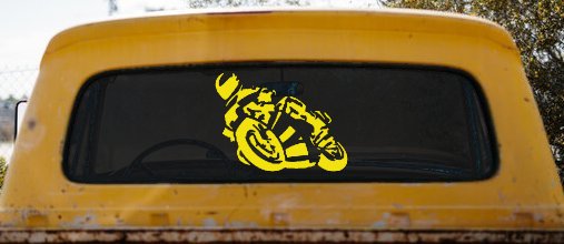 Street Bike Motorcycle Racing Car or Truck Window Decal Sticker (Yellow)