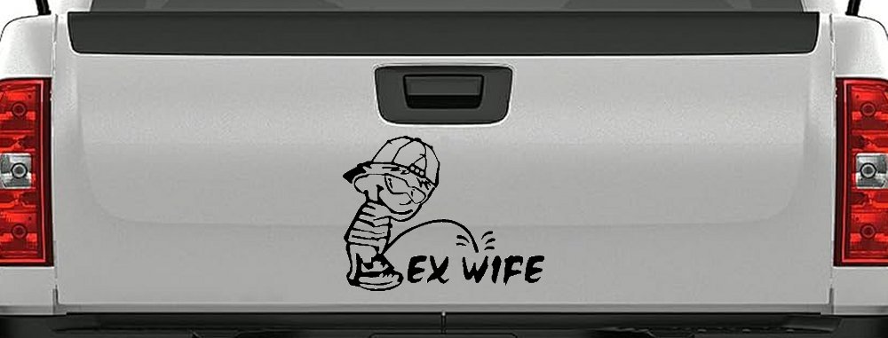 Funny Peeing Man Ex Wife Car Decal Vinyl Sticker Truck Window Humor (Black)