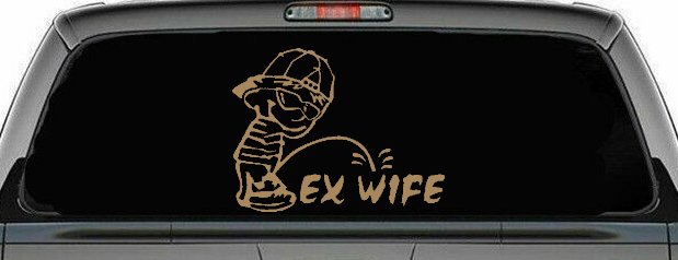 Pee on Ex Wife Car or Truck Window Decal Sticker (Light Brown)