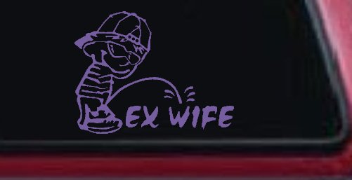 Pee on Ex Wife Car or Truck Window Decal Sticker (Purple)