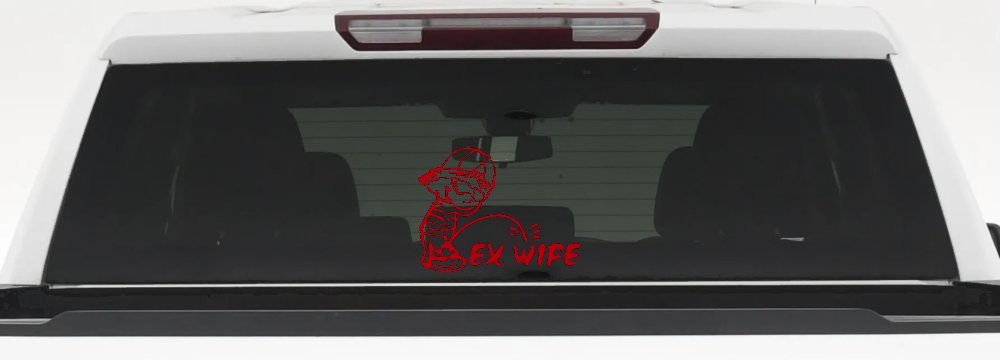 Pee on Ex Wife Car or Truck Window Decal Sticker (Red)