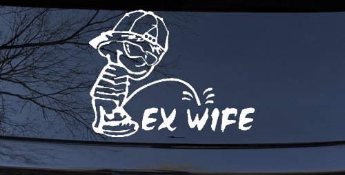 Pee on Ex Wife Car or Truck Window Decal Sticker (White)