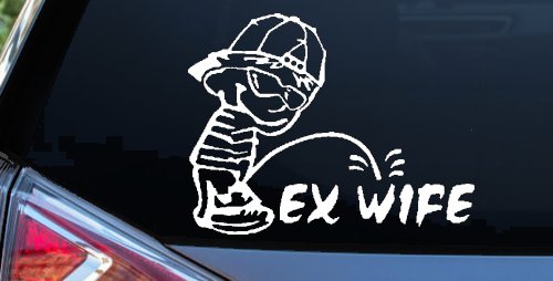 Funny Peeing Man Ex Wife Car Decal Vinyl Sticker Truck Window Humor (White)