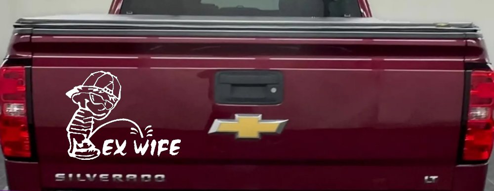 Pee on Ex Wife Car or Truck Window Decal Sticker (White)