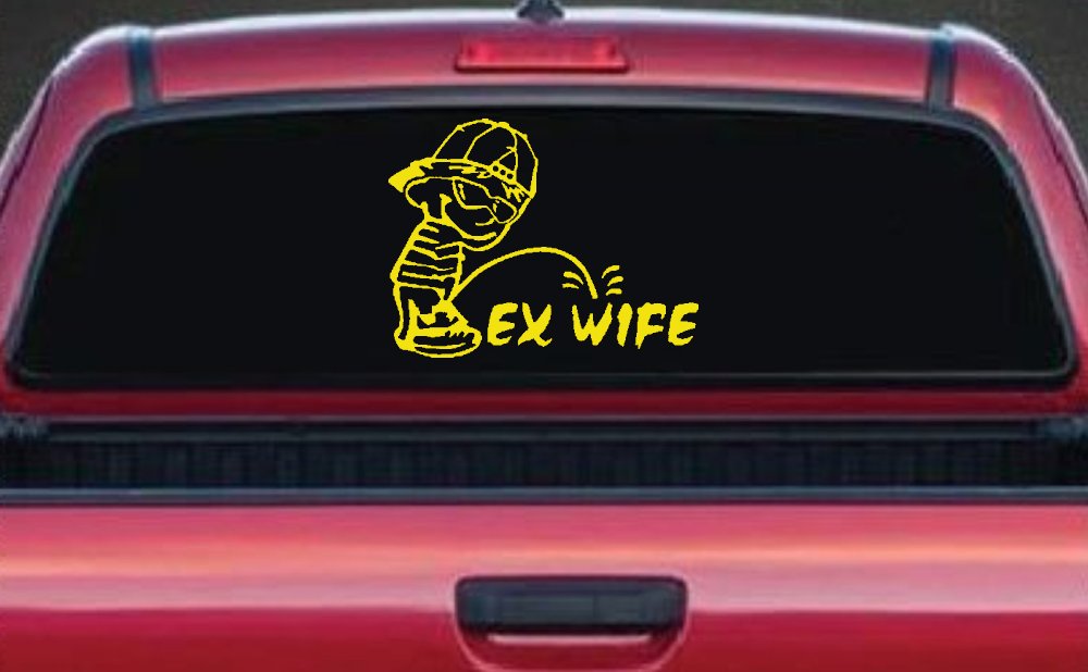 Pee on Ex Wife Car or Truck Window Decal Sticker (Yellow)