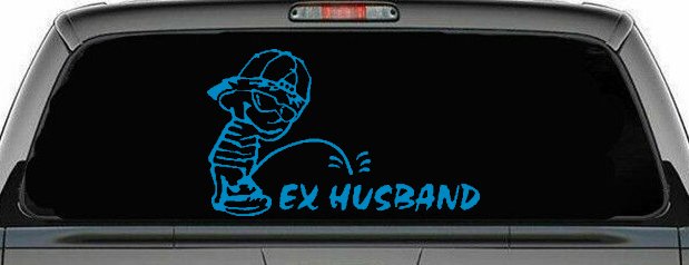 Pee on Ex Husband Car or Truck Window Decal Sticker (Blue)