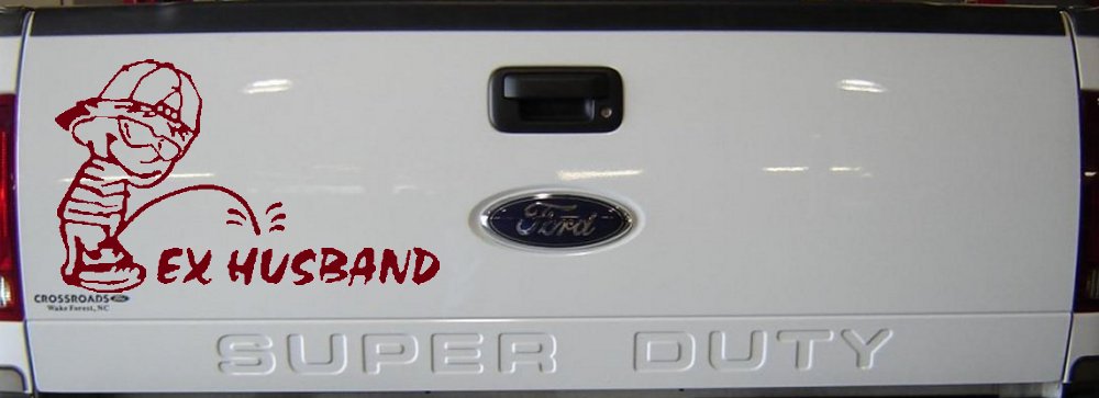 Pee on Ex Husband Car or Truck Window Decal Sticker (Burgundy)