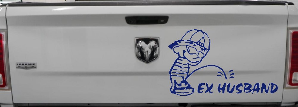 Funny Pee on Ex Husband Car Decal Prank Vinyl Sticker for Trucks (Navy)