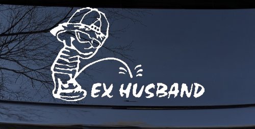 Pee on Ex Husband Car or Truck Window Decal Sticker (White)