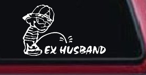Funny Pee on Ex Husband Car Decal Prank Vinyl Sticker for Trucks (White)
