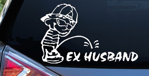 Pee on Ex Husband Car or Truck Window Decal Sticker (White)