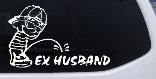 Pee on Ex Husband Car or Truck Window Decal Sticker (White)