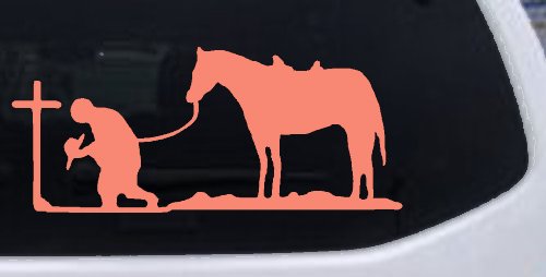 Cowboy at Cross with Horse Western Ranch or Farm Christain Car or Truck Window Decal Sticker