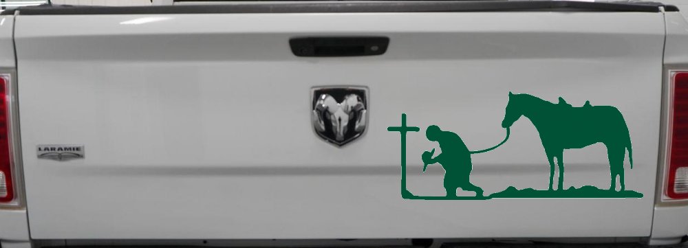 Cowboy at Cross with Horse Western Ranch or Farm Christain Car or Truck Window Decal Sticker