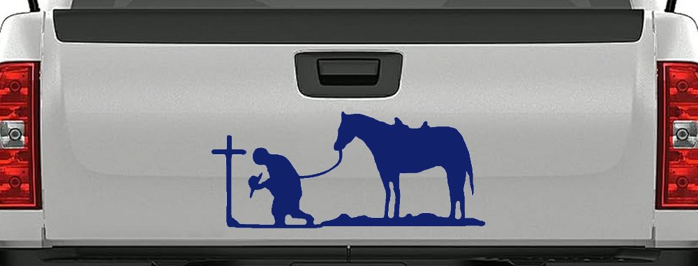 Cowboy at Cross with Horse Western Ranch or Farm Christain Car or Truck Window Decal Sticker
