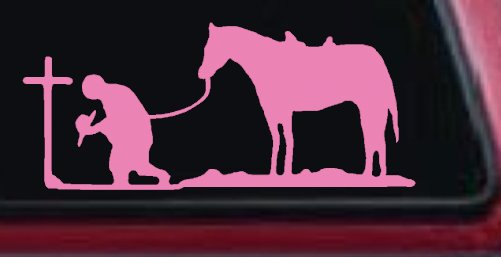 Cowboy at Cross with Horse Western Ranch or Farm Christain Car or Truck Window Decal Sticker