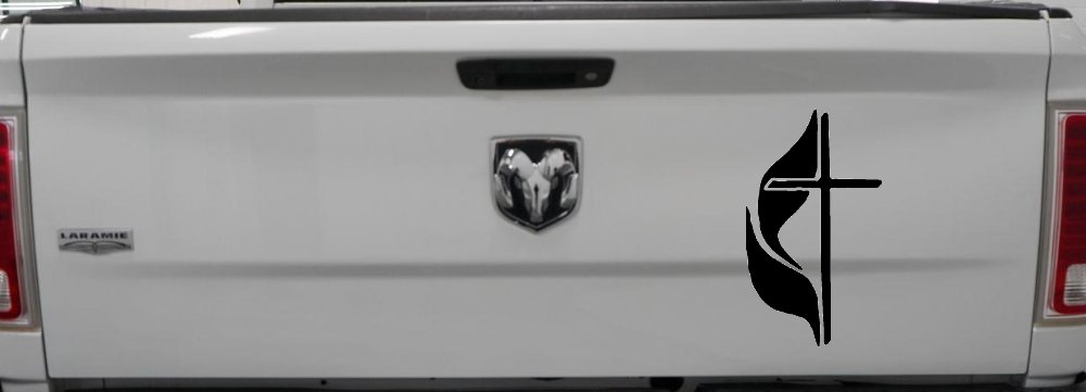 Methodist Cross Christian Car or Truck Window Decal Sticker (Black)