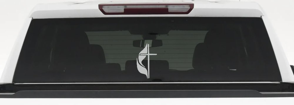 Methodist Cross Christian Car or Truck Window Decal Sticker (Light Gray)