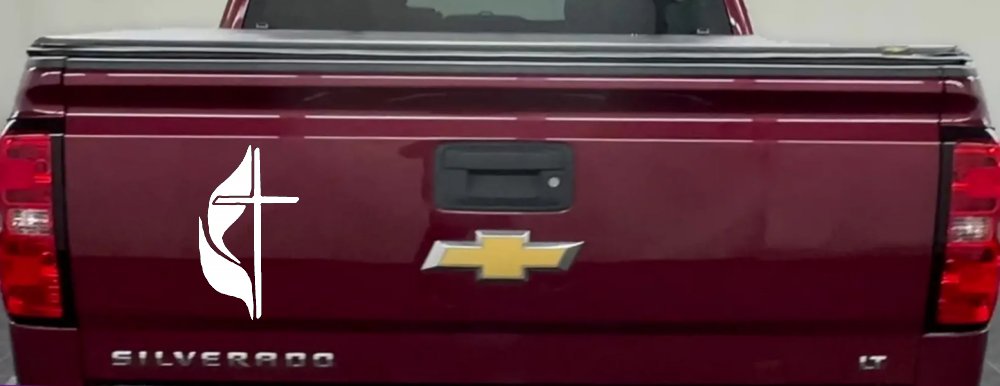 Methodist Cross Christian Car or Truck Window Decal Sticker (White)