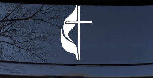 Methodist Cross Christian Car Truck Window Vinyl Decal Sticker Faith (White)