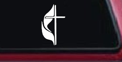 Methodist Cross Christian Car or Truck Window Decal Sticker (White)