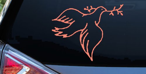Open Dove Christian Car or Truck Window Decal Sticker (Coral)
