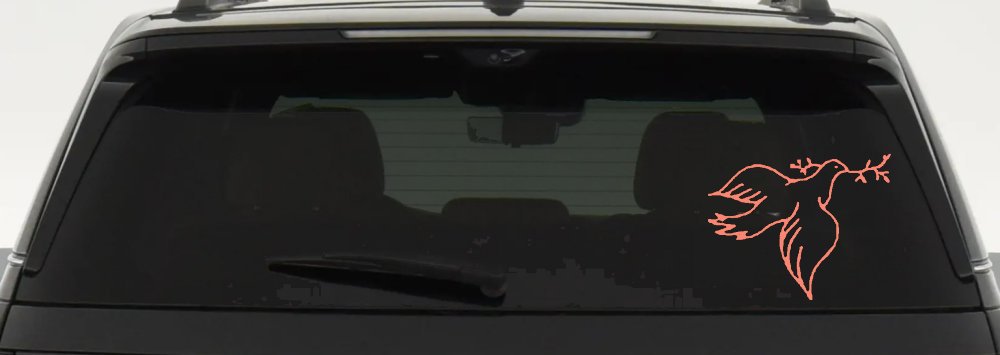 Open Dove Christian Car or Truck Window Decal Sticker (Coral)