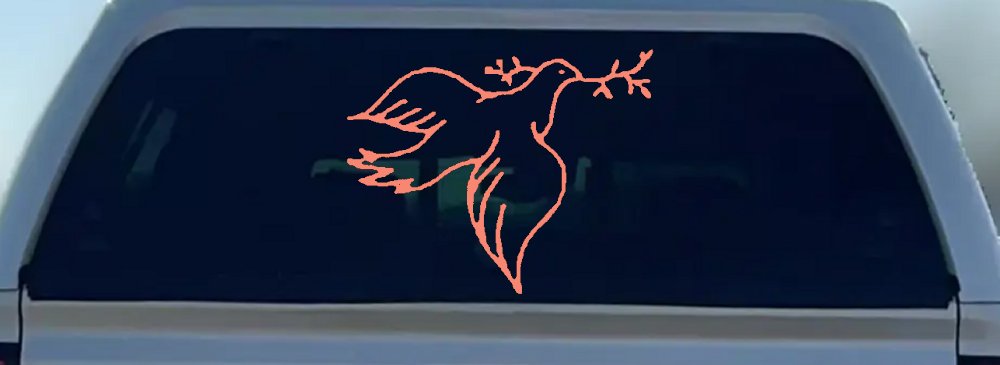 Open Dove Christian Car or Truck Window Decal Sticker (Coral)