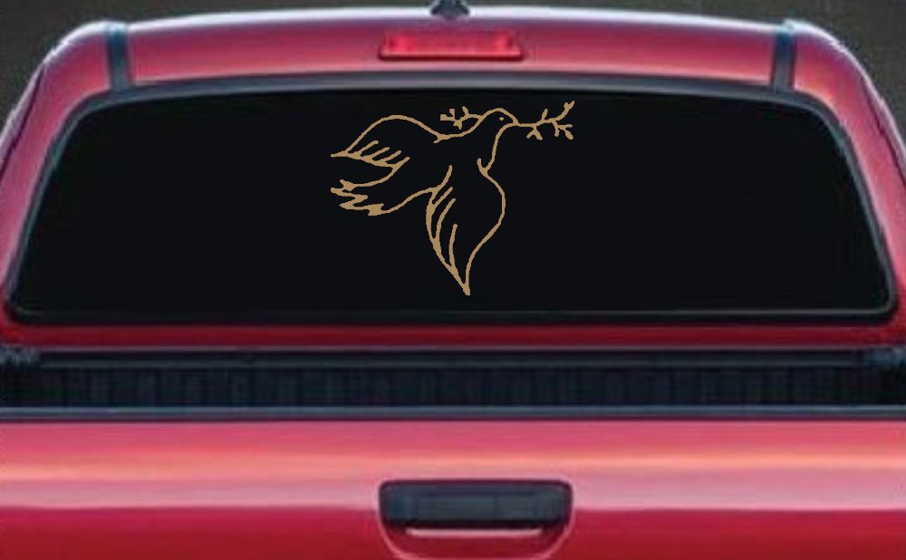 Open Dove Christian Car or Truck Window Decal Sticker (Light Brown)