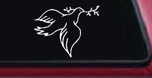 Open Dove Christian Car or Truck Window Decal Sticker (White)
