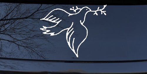 Open Dove Christian Car or Truck Window Decal Sticker (White)