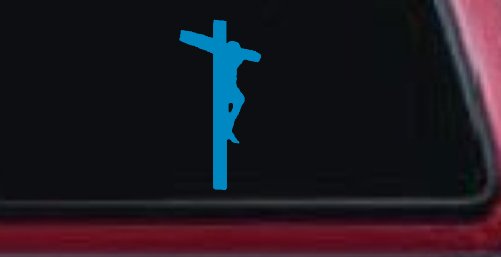 Jesus on Cross Christian Car or Truck Window Decal Sticker (Blue)