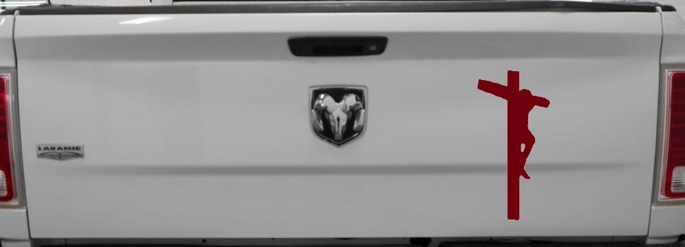 Jesus on Cross Christian Car or Truck Window Decal Sticker (Burgundy)